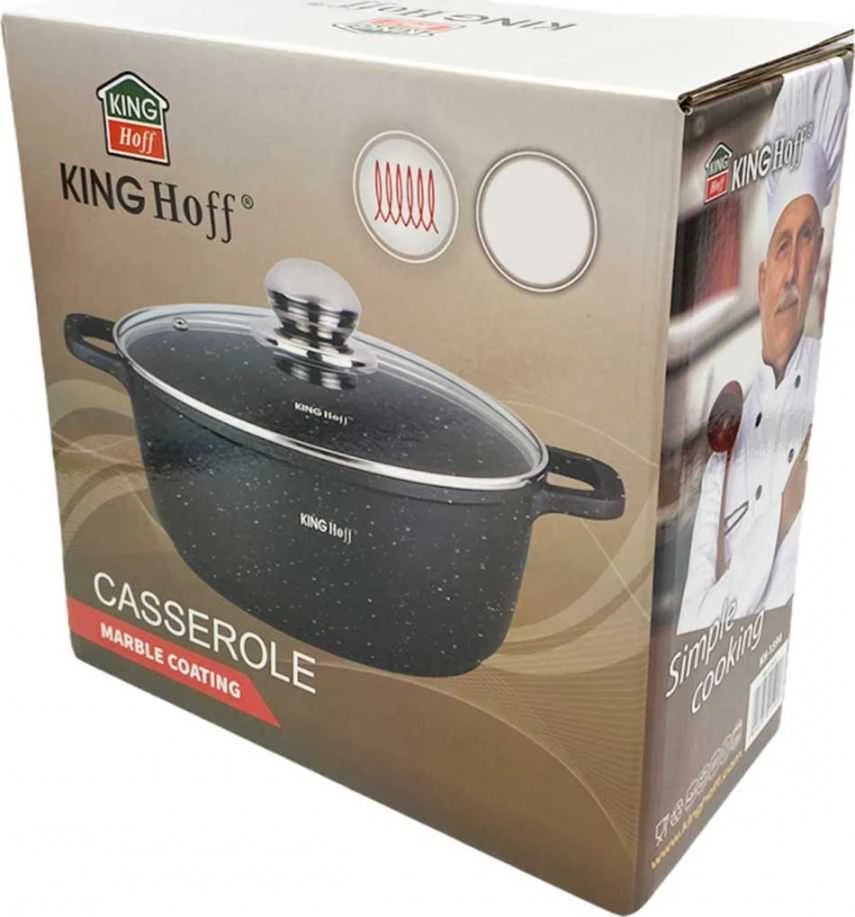 King Hoff Puodas Puodas su marmurine danga, 20 cm skersmens, 2,3 l, juodas, „Kinghoff“