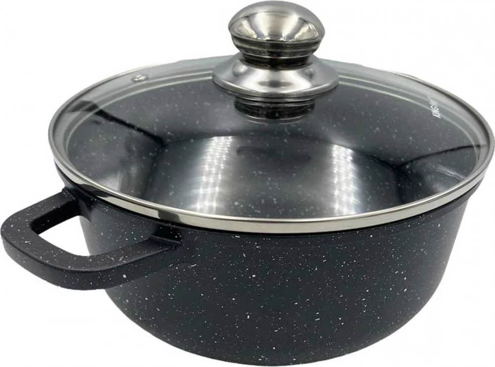 King Hoff Puodas Puodas su marmurine danga, 20 cm skersmens, 2,3 l, juodas, „Kinghoff“