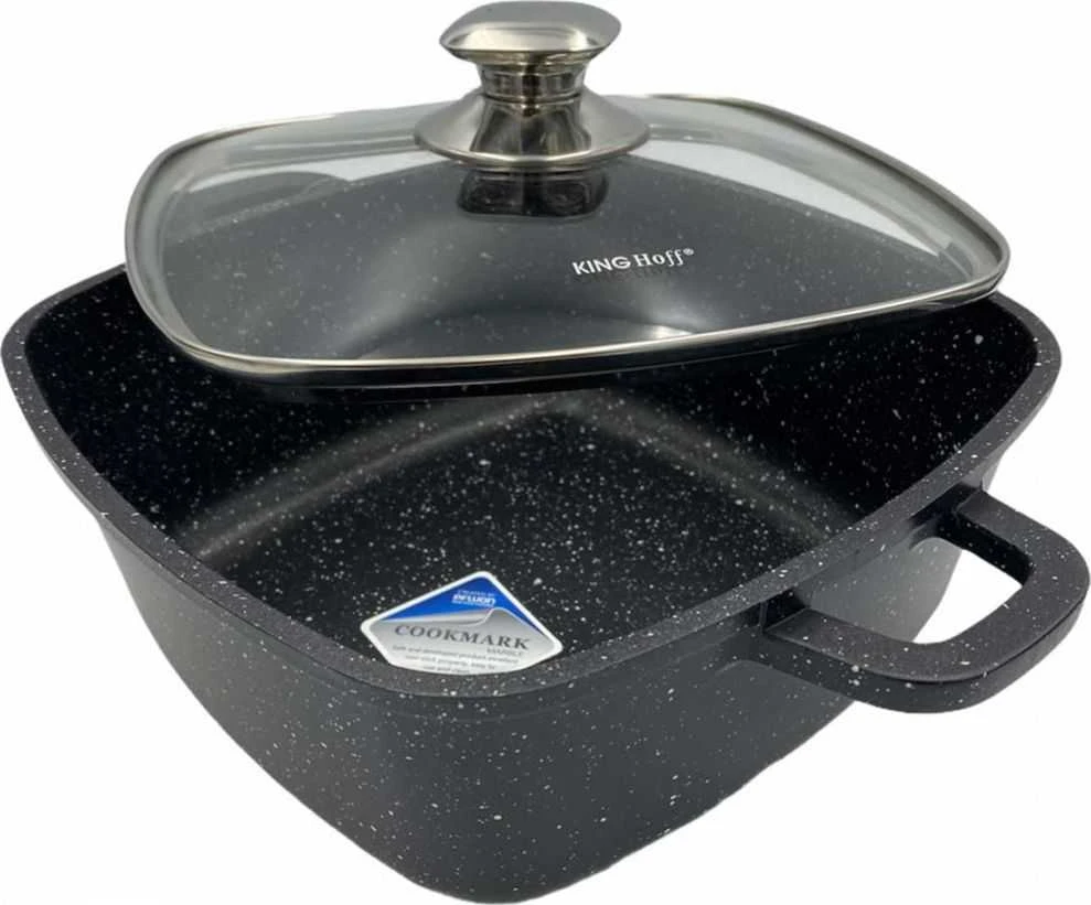 King Hoff Puodas „Kinghoff“ marmuru dengtas puodas, 4,4 l, juodas