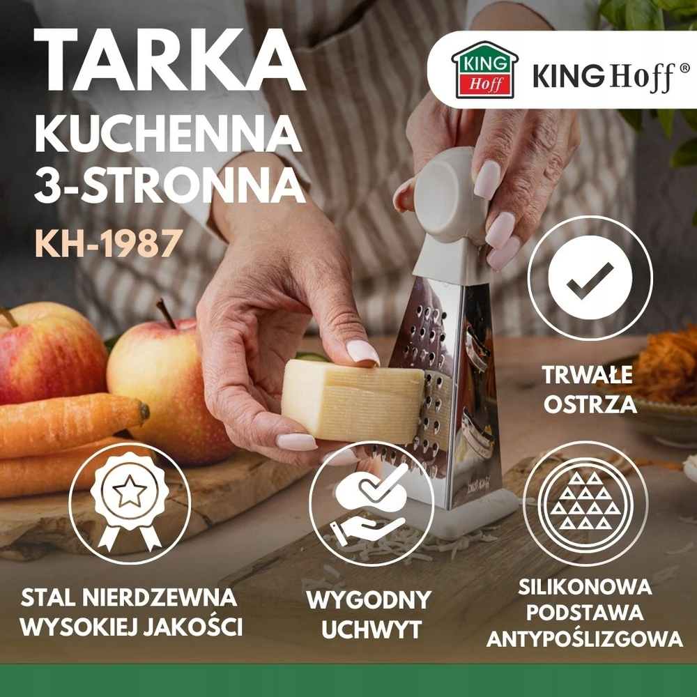 King Hoff Daržovių tarka, 3 pusių, nerūdijančio plieno, „Kinghoff“, kh-1987