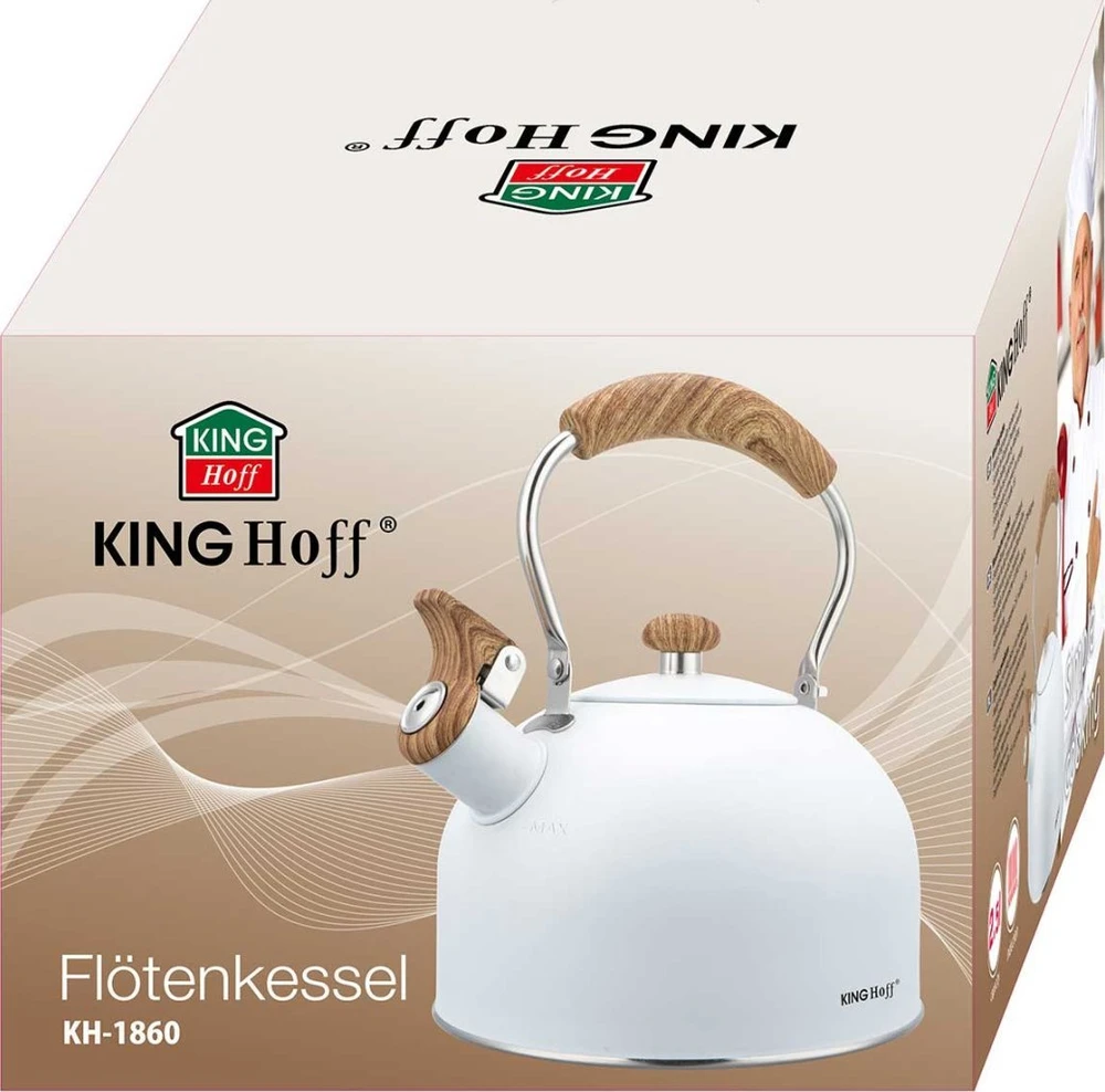 King Hoff Plieninis virdulys 2,5 L INDUKCINIS KINGHOFF KH-1860 Matinis Baltas
