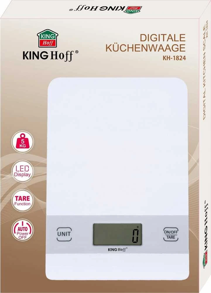 Virtuvinės svarstyklės King Hoff Svarstyklės Virtuvės svarstyklės, baltos, 5kg, „Kinghoff“