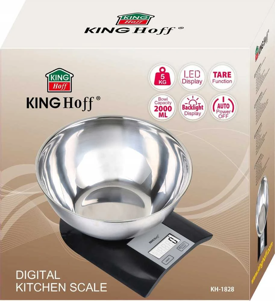 Virtuvinės svarstyklės King Hoff Svarstyklės Virtuvės svarstyklės su dubeniu, 2 l Kinghoff