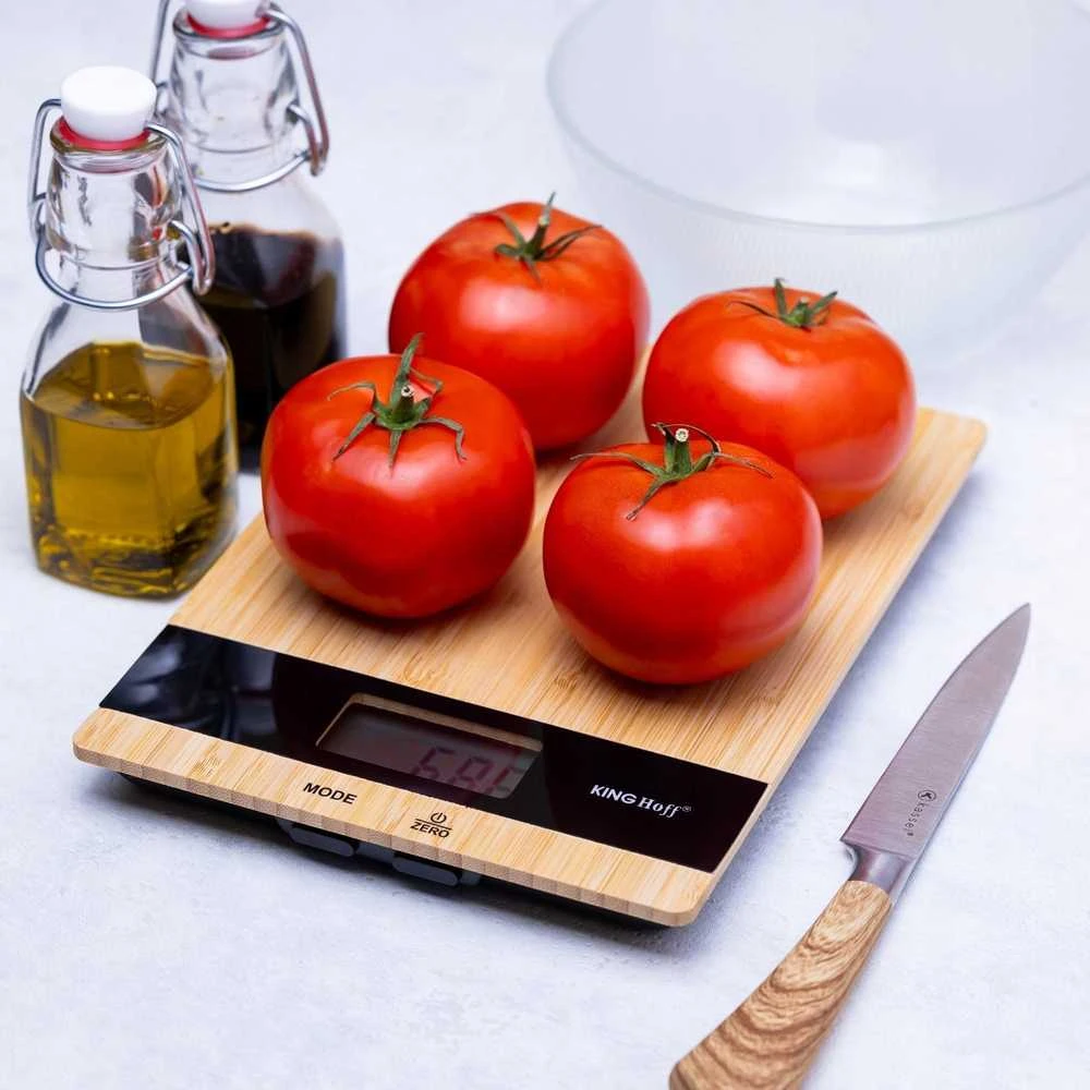 Virtuvinės svarstyklės Waga Svarstyklės Bambukinės virtuvės svarstyklės, 5kg, „Kinghoff“