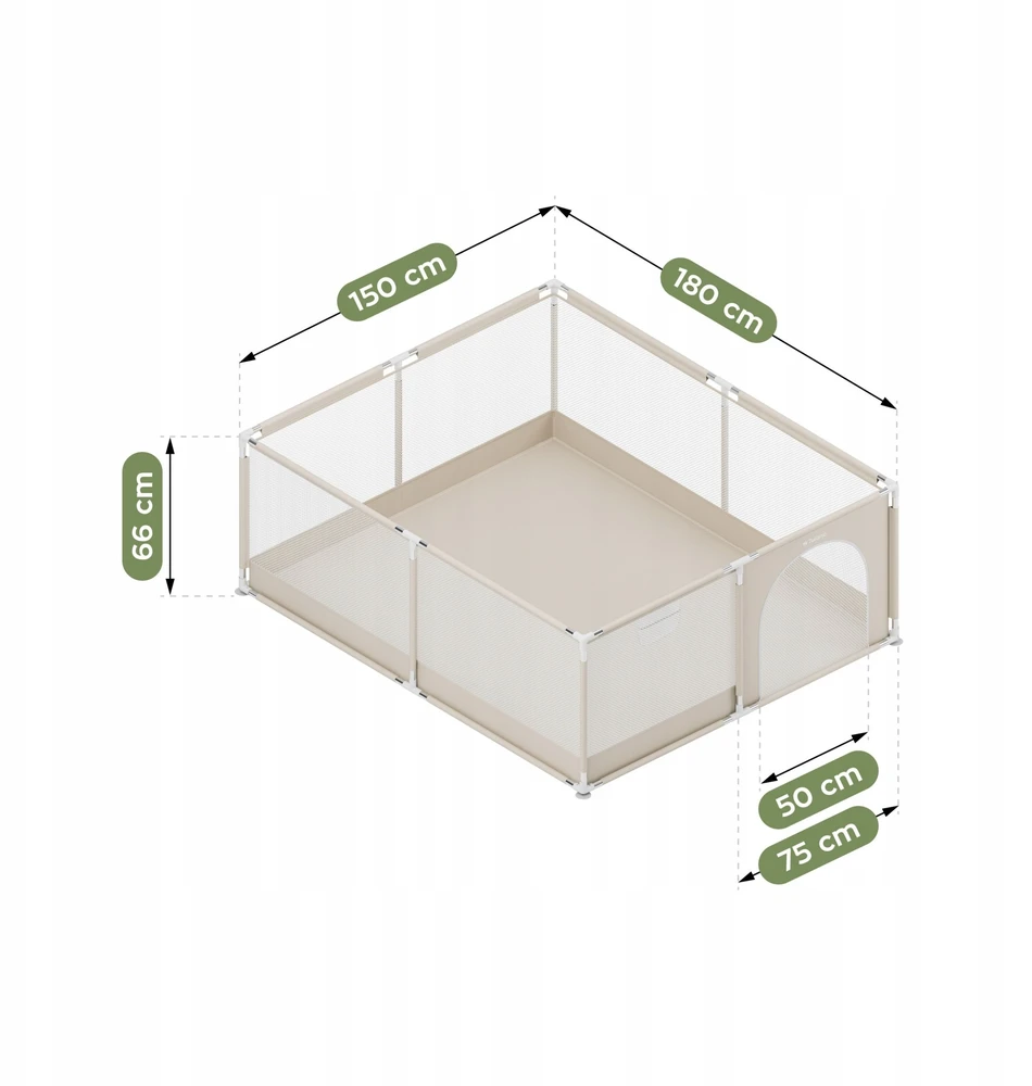 King Kids Baby maniežas Cozy 25 rusvai gelsvas - 150 cm