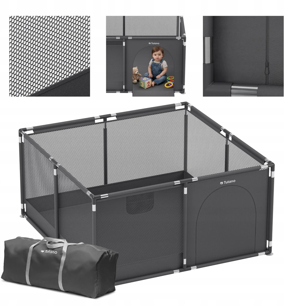 King Kids „Cozy 20“ grafito spalvos kūdikių žaidimų aptvaras – 130 cm
