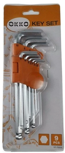 Grąžtas Okko King Tony HEXAGONAL KEY SET HH F-70005 9PCS 1.5-10