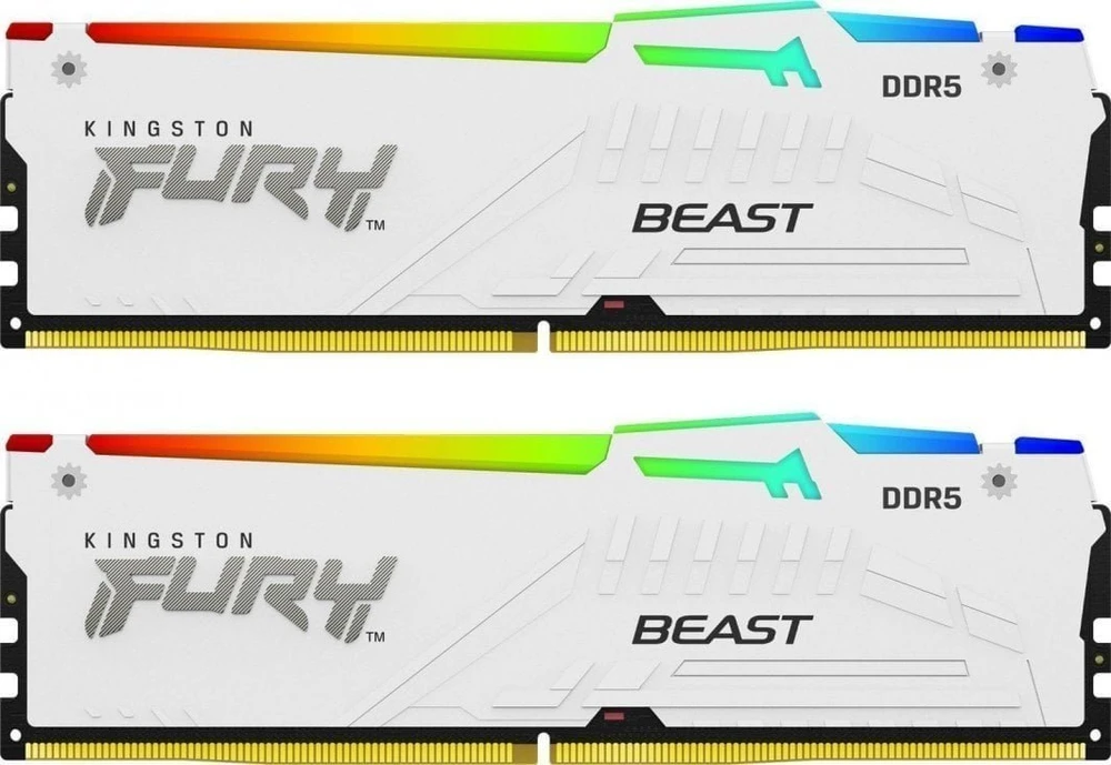 RAM Kingston KF560C30BWEAK2-64 64GB 6000MT/s DDR5 CL30 DIMM (Kit of 2) FURY Beast Baltas RGB EXPO | Kingstonas
