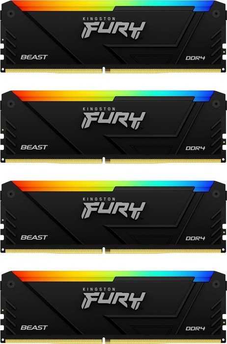 RAM „Kingston KF432C16BB12AK4/64“ 64 GB 3200 MT/s DDR4 CL16 DIMM (4 vnt. rinkinys) 1 Gx8 FURY Beast RGB | „Kingston“