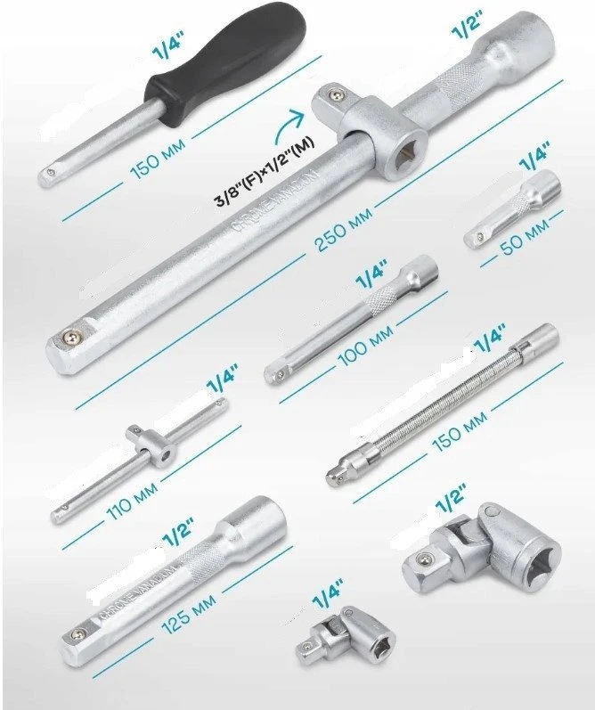 Įrankių rinkinys KingTul Įrankių rinkinys 94el. 1/2", 1/4" (6-kątnych) (4-32mm)