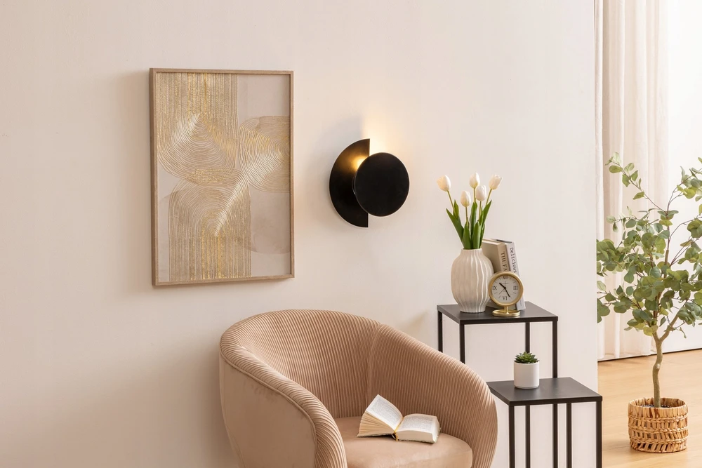 Atmosphera Lamp Juodas palėpės sieninis šviestuvas MYSTI, aukštis 30,5 cm