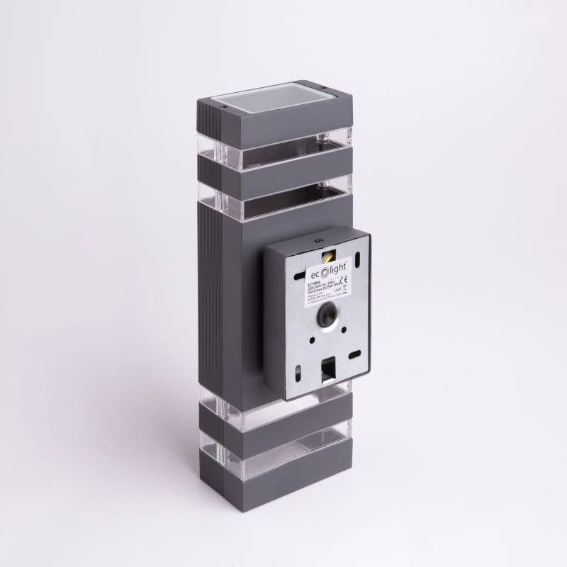 Sieninis šviestuvas Ecolight Fasadinis šviestuvas OE-1S 2XGU10 110x100x320 Antracitas IP54 (EC79005)