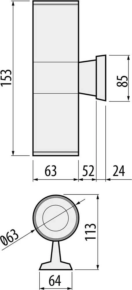 GTV Sieninis šviestuvas BALEO MINI 2, 2xGU10, MAX.2x10W, IP54