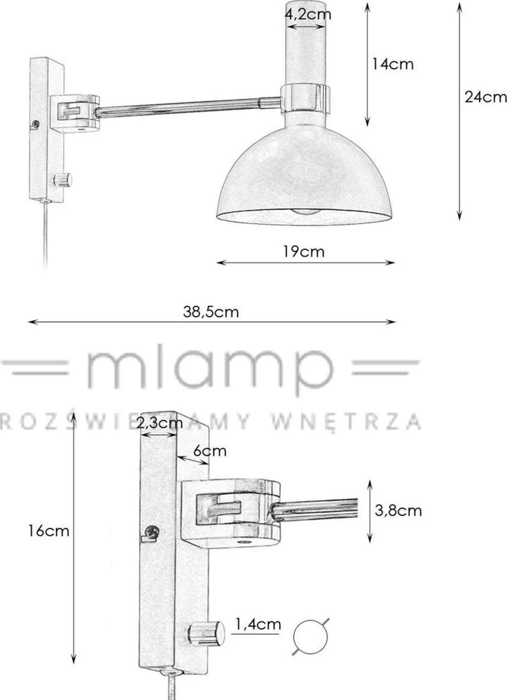 Sieninis šviestuvas Kinkiet Markslojd Kinkiet lampa ścienna Markslojd Larry 1x60W E27 juoda / auksinė 106970