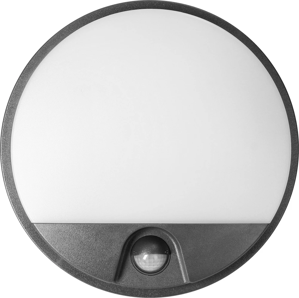 Sieninis šviestuvas Orno AGAT LED 10W, sodo šviestuvas su judesio jutikliu 140°, 800lm, IP54, 4000K, pilkas