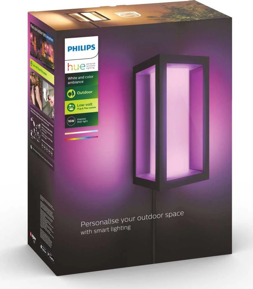 Philips Hue Sieninis lauko šviestuvas Impress (Baltas ir spalvotas)