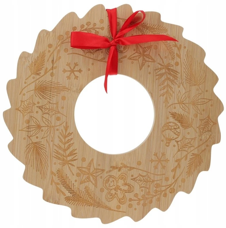 Kinvara Bamboo užkandžių serviravimo padėklas BELLUNE kalėdinis vainikas, Ø 30 cm