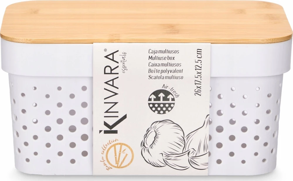 Kinvara plastikinis indas su bambuko dangteliu, 26 x 17,5 x 12,5 cm