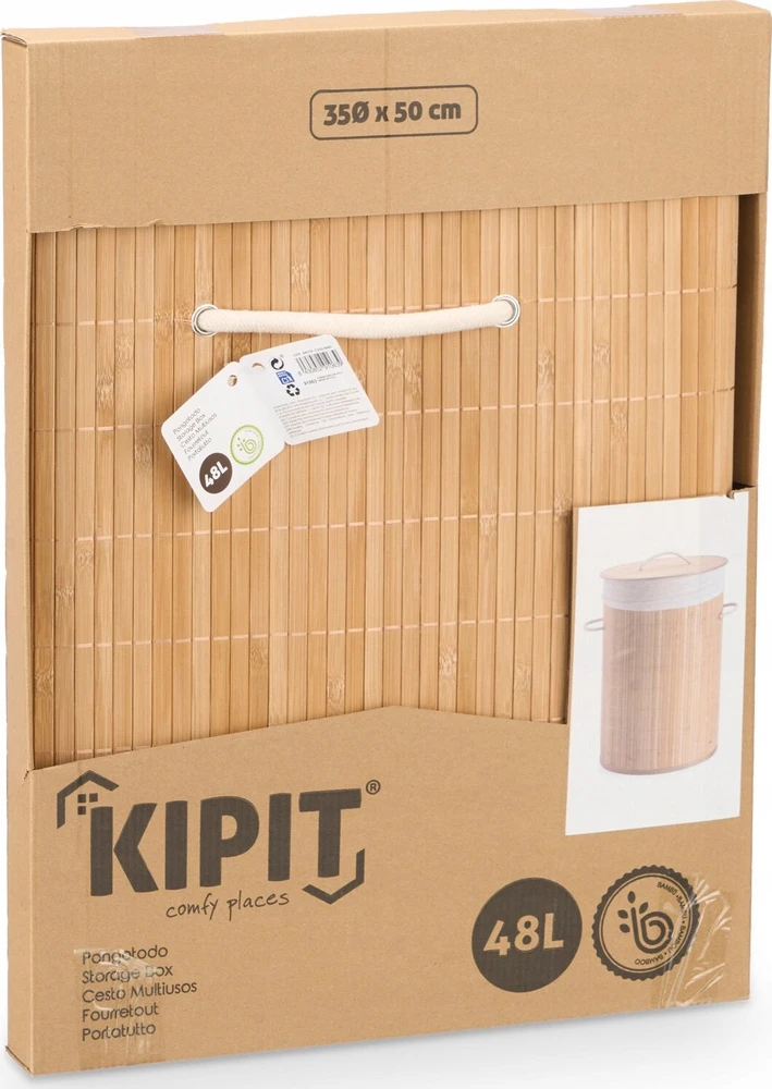 Kipit skalbinių krepšelis Bambuko skalbinių krepšelis COMFY PLACE, 48 l