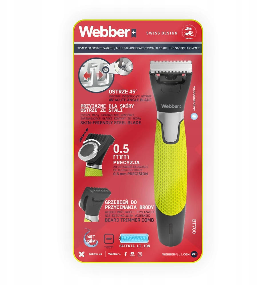 Webber BT700 MULTIBLADE vyriška barzdos kirpimo mašinėlė Precision 0.5mm