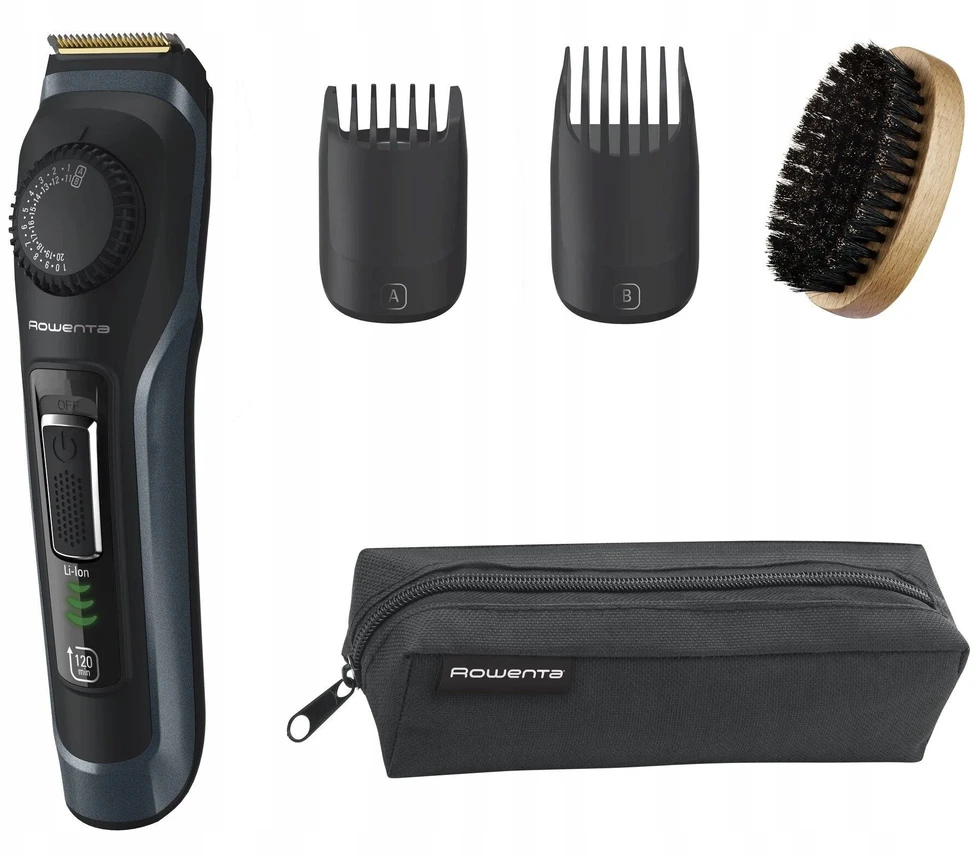 Rowenta Beard Trimmer | TN3804E0 Virtuo | Cordless | Number of length steps 39 | Juodas/Mėlyna