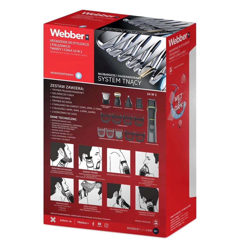 Belaidis skustuvas vyrams Webber GK1400