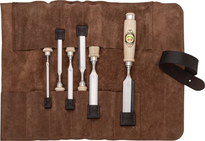 Kirschen Kirschen Firmer Chisel Set 6pcs. Leather Bag 6-10-12-16-20-26