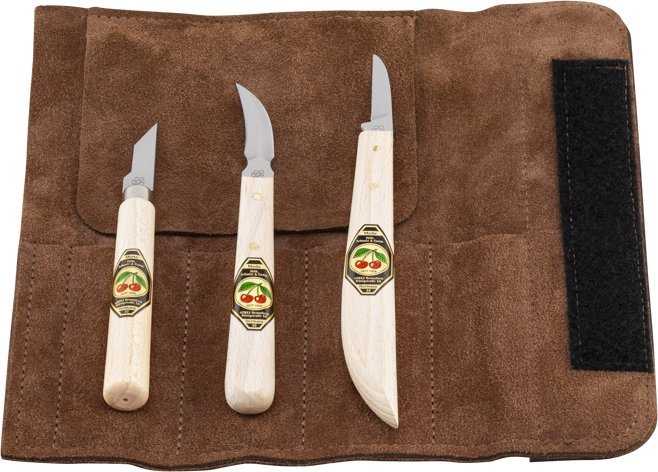Kirschen Kirschen Set of carving knives Velourleather bag
