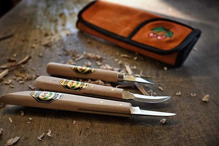 Kirschen Kirschen Set of carving knives Velourleather bag