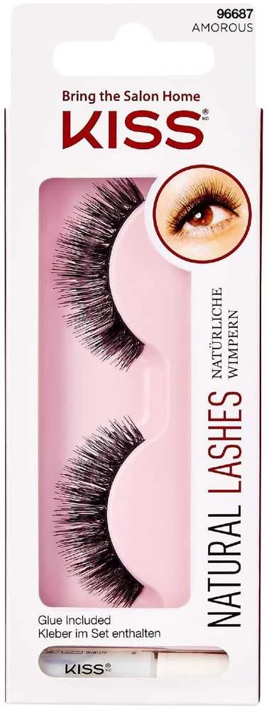 Kiss KISS Dirbtinės blakstienos Natural Lashes - Amorous 1 pora + klijai 1g