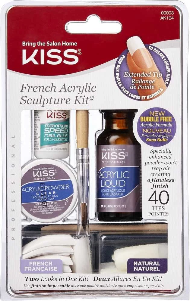 Kiss French Acrylic Sculpture Kit - akrilo prancūziško manikiūro rinkinys