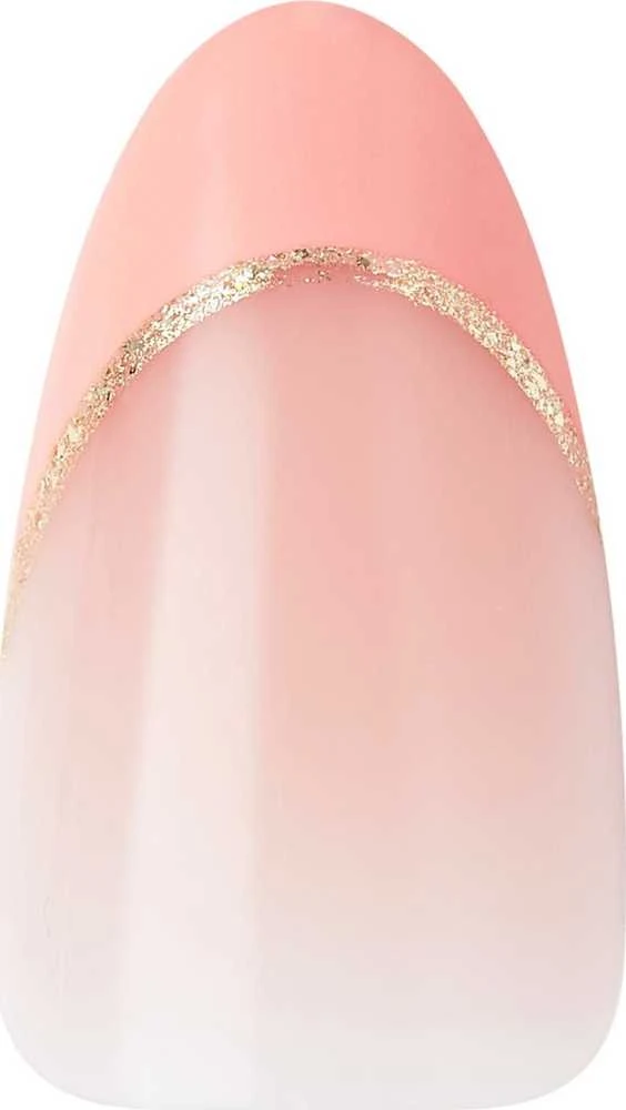 Rožinė KISS Dirbtiniai nagai su klijais Voguish Fantasy French, Rožinė French Tips, Medium, Migdolų forma
