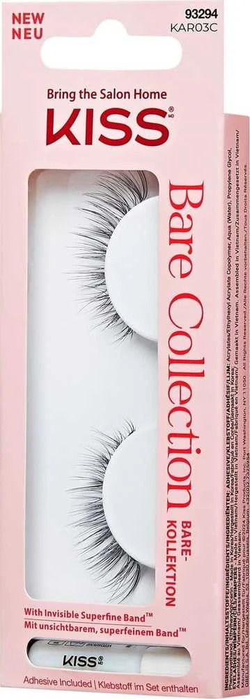 KISS Bare Collection KAR03 dirbtinės blakstienos, 1 pora & Lash Glue Net Wt. 1g