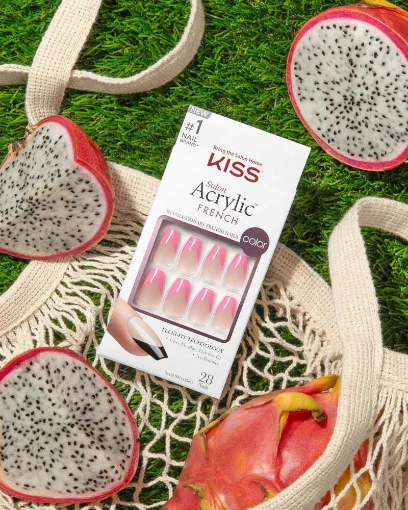 KISS Lipni nagai Salonas Akrilas French Spalva - Kvadratu 28 vnt