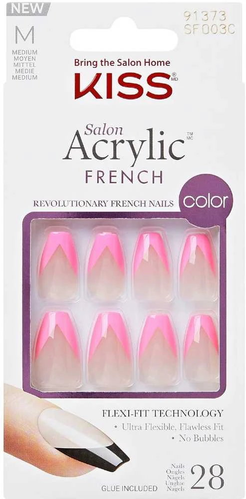 KISS Lipni nagai Salonas Akrilas French Spalva - Kvadratu 28 vnt