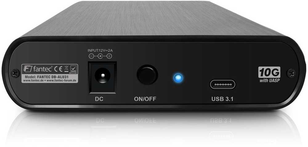 Fantec DB-ALU31 juodas 3,5 SATA USB 3.1 Typ-C