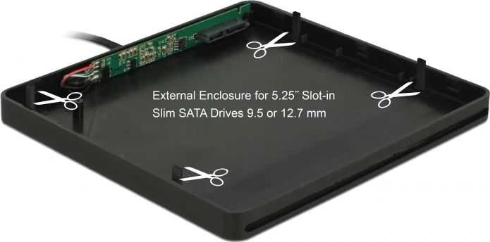Delock 5,25 ″ Slim SATA 9,5 / 12,7 mm lizdas iki USB 3.0 (42604)