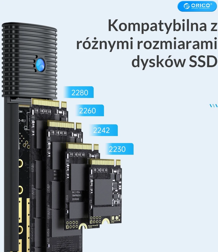 M.2 SATA išorinio disko korpusas Orico PWM2-BK-EP USB-C 5Gbps – juodas