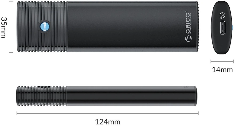 M.2 SATA išorinio disko korpusas Orico PWM2-BK-EP USB-C 5Gbps – juodas