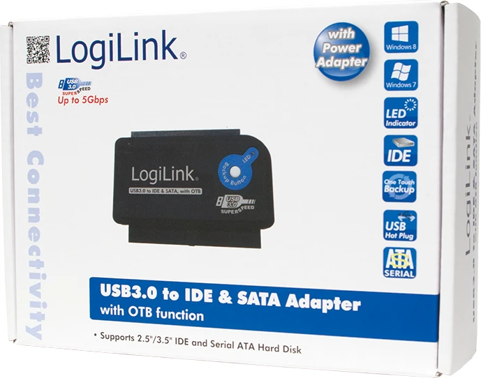 LOGILINK AU0028A LOGILINK – USB 3.0 į IDE ir SATA adapteris su OTB