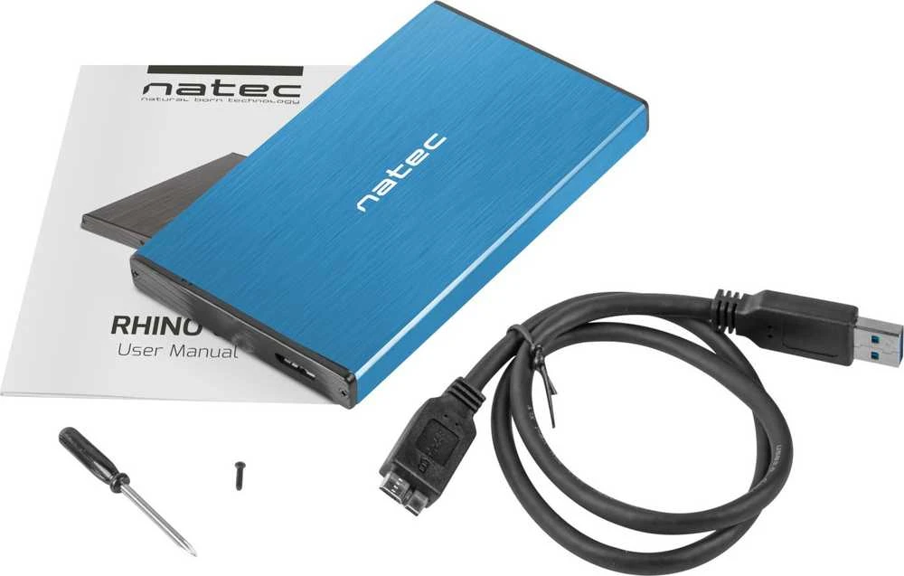 NATEC NKZ-1280 išorinis korpusas RHINO GO, skirtas 2,5" SATA USB 3.0 Mėlyna