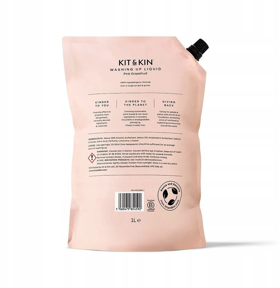 Kit and Kin Kit & Kin greipfrutų kvapo indų ploviklio papildymas 1 l
