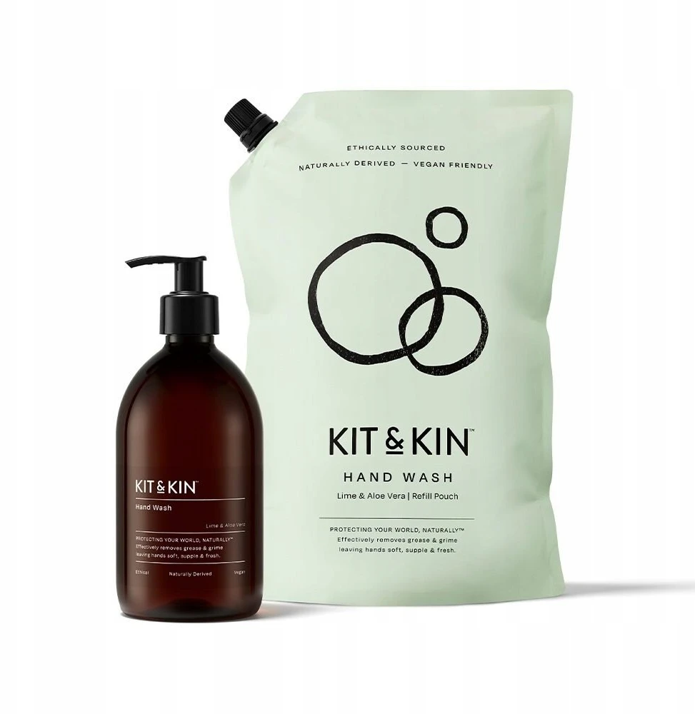 Kit & Kin natūralus skystas rankų muilas su laimo ir alavijo kvapu - papildymas, 1 l