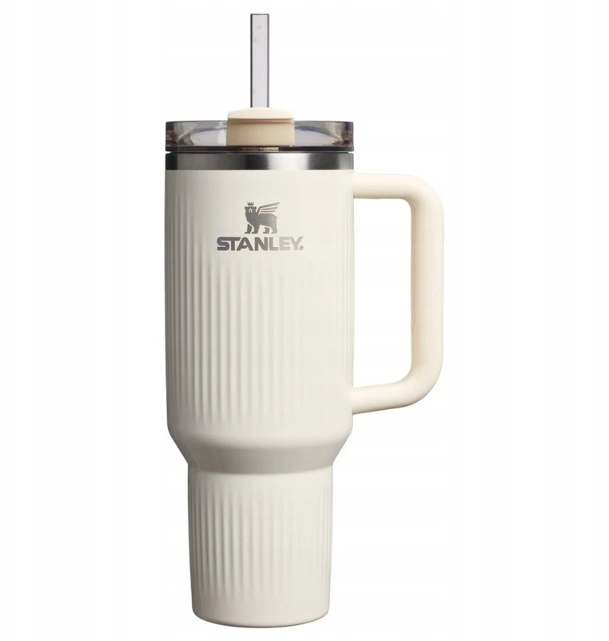 Stanley Termosinis puodelis su šiaudeliu „The Quencher H2.0 Fluted Tumbler“ 1,18 l blizgios kreminės spalvos