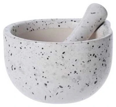 Kitchen Craft Virtuvinis skiedinys su grūstuvu, keramikinis, baltas