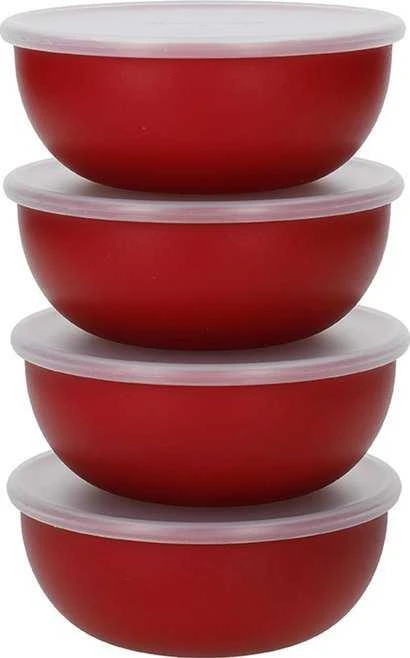 KitchenAid 4 dalių dubenėlių rinkinys su dangteliais, Empire Raudona