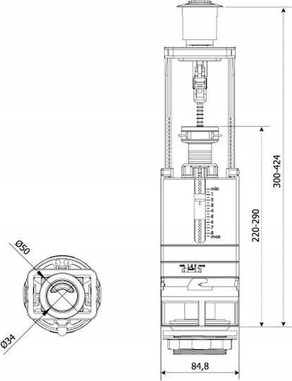 KK-Pol Išleidimo vožtuvas Chr.3/6 Duo Max Zsd/209/0/TSifonai, rėmeliai
