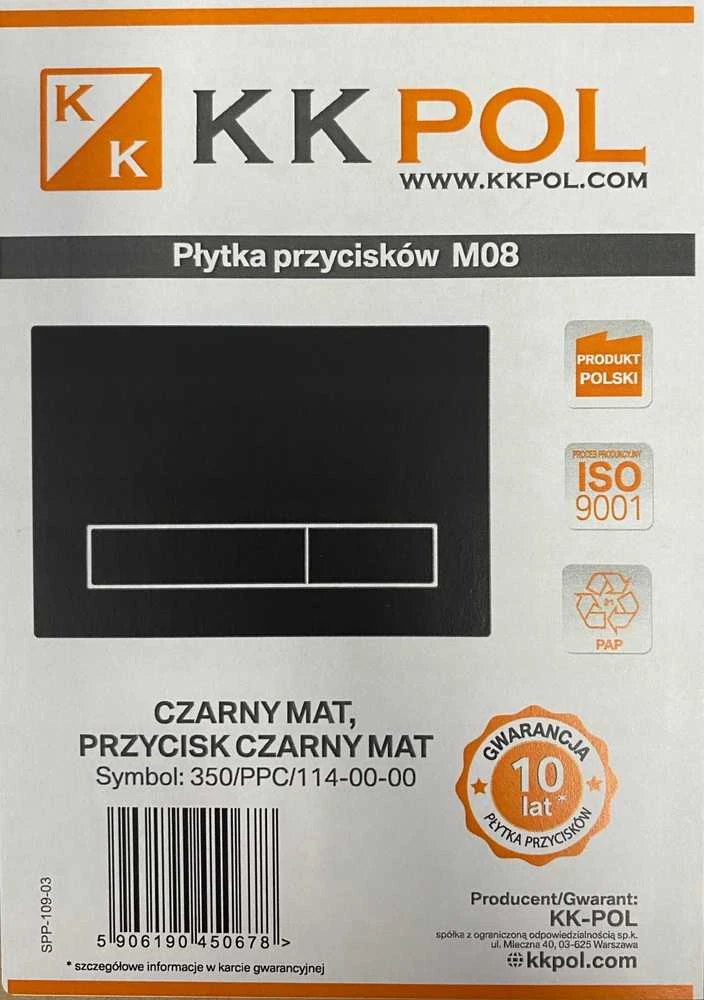 Nuleidimo plokštė KK-Pol M08 SPP / 119/5 / K (350 / PPC / 114-00-00) MYGTUKAS AQUAFIORI RĖMUI Juodas MAT // DLP.K.AQUAFIORI-M08 / CZ.Matinis