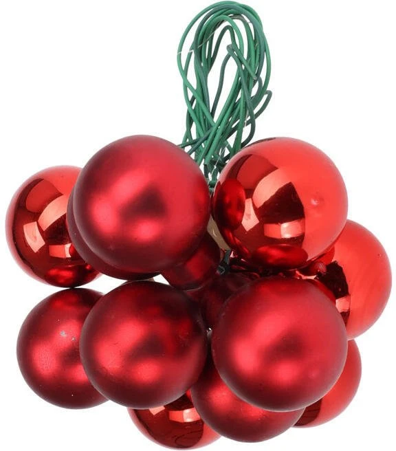 None Klass Ornament glass with wire red D2CM 12PCS