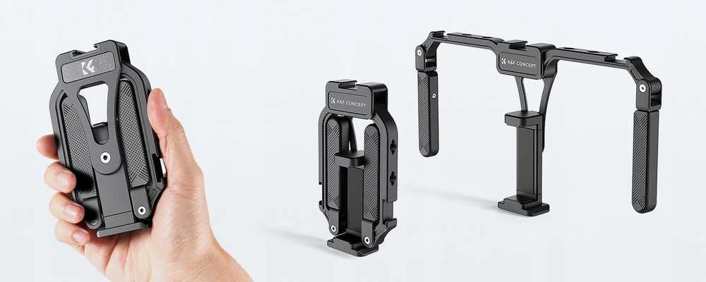 Telefono Priedas - K&F Concept Išmanusis telefonas Cage su 5 x 1/4" Sriegiais, 3 Šaltos Batus Juodas
